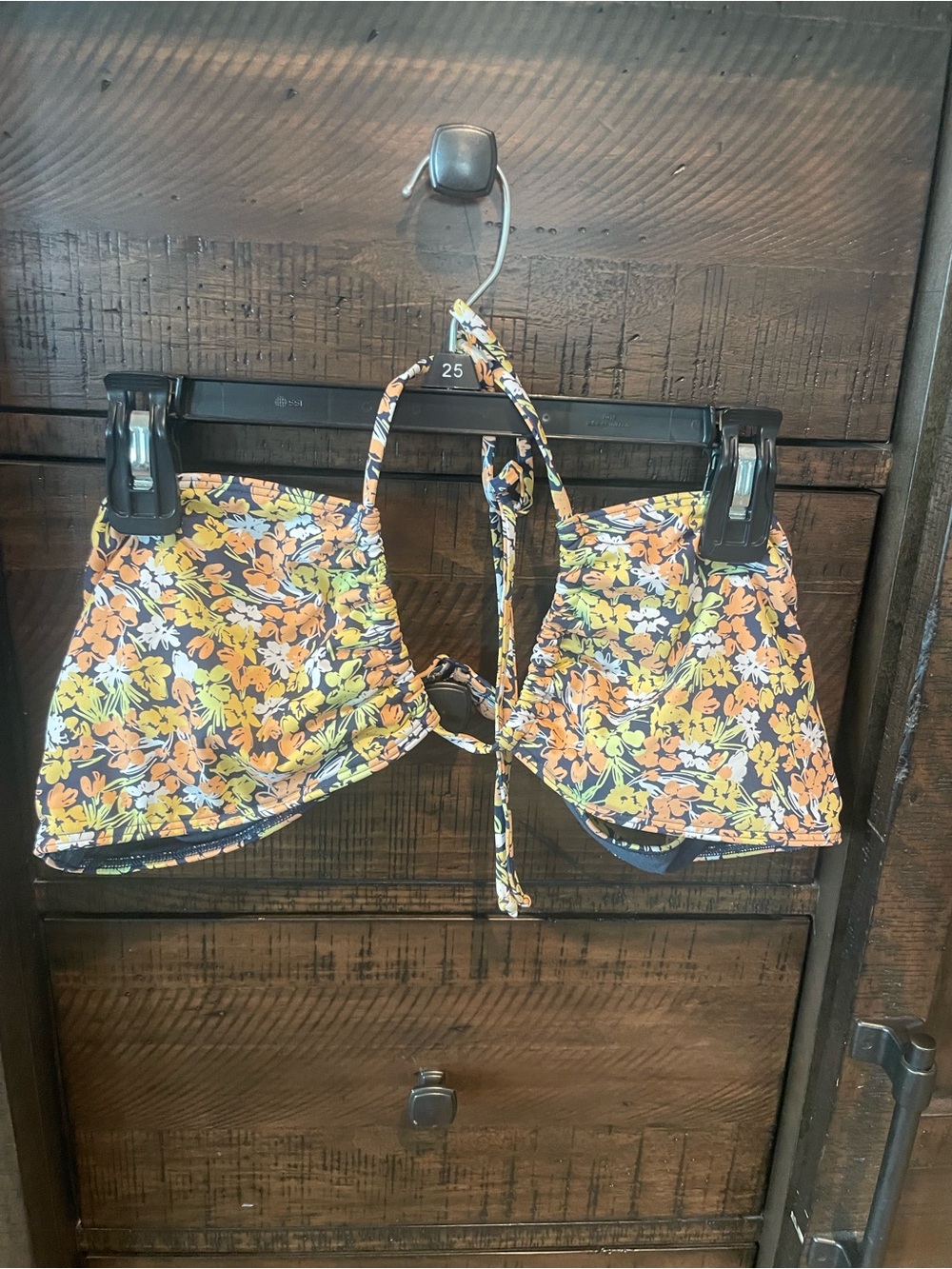Roxy Floral Halter Bikini Top - Orange & Yellow